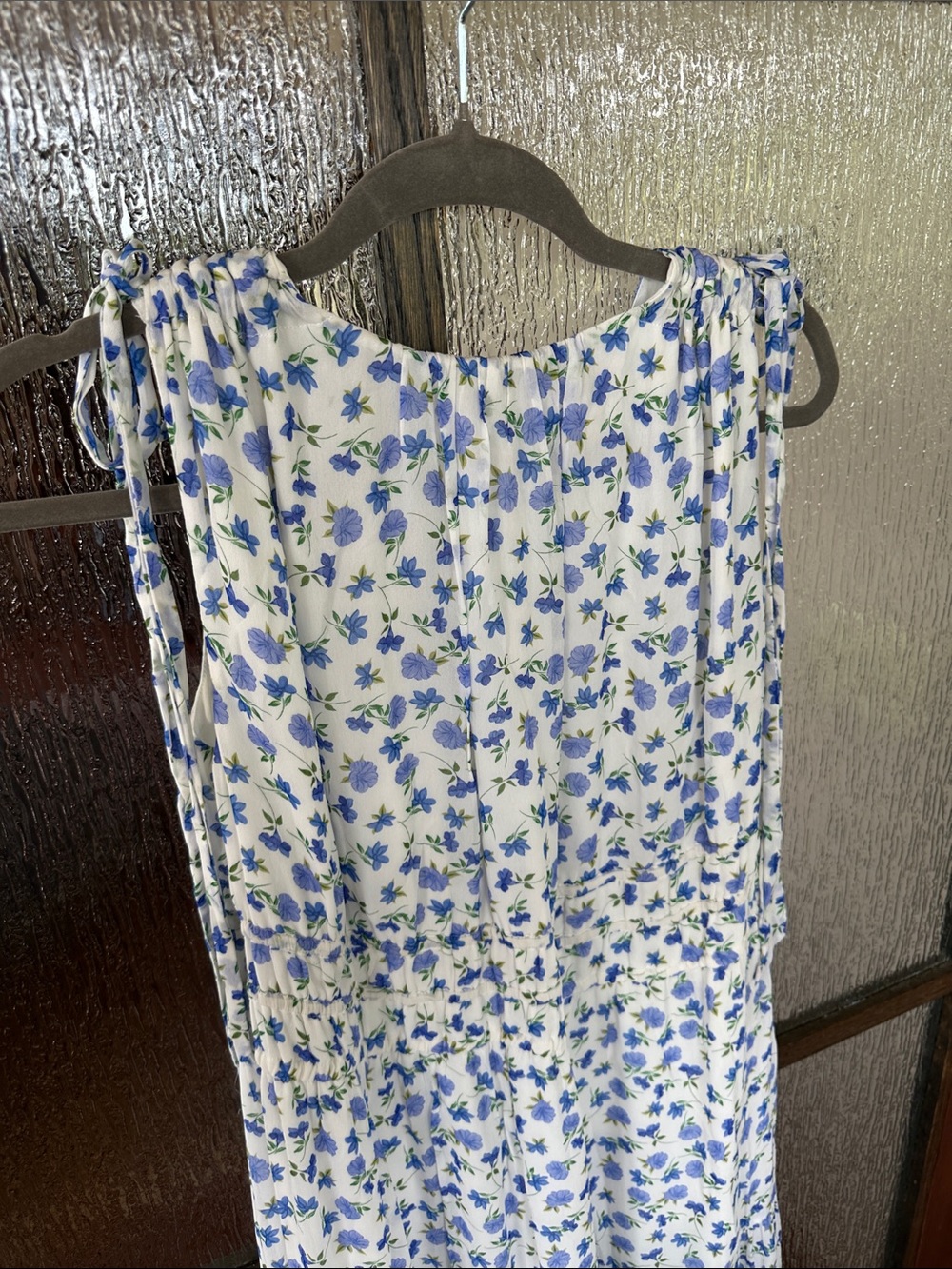 Shoshanna Helena Floral Tie-Sleeve V-Neck Midi Dress - Blue size 8 - Picture 14 of 15